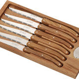 Laguiole Serrated Knife Set Olive Wood 6pc