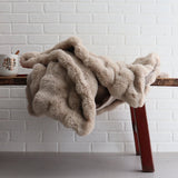 Luxe Sculpted Rabbit Fur Throw| Taupe