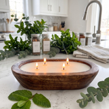 Just Breath Dough Bowl Soy Candle | Handcrafted 4 Wick Wooden Candle