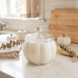 Glass Pumpkin Soy Candle | Pumpkin Spice Cake Scent | 2 Wick Fall Candle