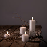 LED Smooth Pillar Melted Candle | Nordic White