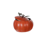 METAL ORANGE PUMPKIN JAR WITH LID