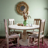 White Wooden Pedestal Dining Table