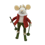 Wool Mouse Ornament | Skiing Poles