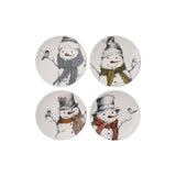 5" Round Snowman & Bird Stoneware Plate