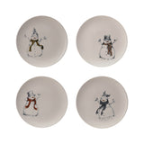 10" Round Snowman & Bird Stoneware Plate