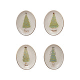 Christma Tree Oval Stoneware Dish