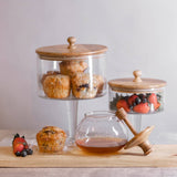 Pedestal Glass Jar with Wood Top
