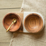 Acacia Wood and Marble Serving Set