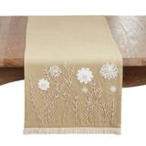 Green Embroidered Floral Table Runner