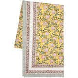 Clematis Block Print Tablecloth | 90 x 60 inches