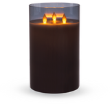 Flameless LED Candle in Smoked Grey Glass