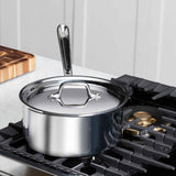 D3 Stainless 3-ply Bonded Cookware, Sauce Pan with lid, 2 quart