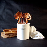 Hand Carved Leaf Shaped Wooden Salad Servers