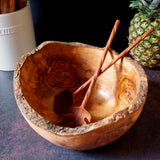 Hand Carved Leaf Shaped Wooden Salad Servers