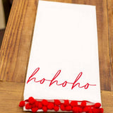 Hohoho Pom Pom Hand Towel White