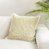 Green Embroidered Floral Pillow