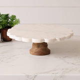 Scalloped Marble Cake Stand