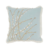 Blue Embroidered Floral Pillow