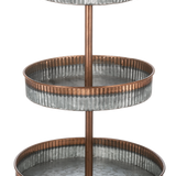 Galvanized & Copper Finish Three Tier Pedestal Stand