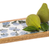 Oval Blue Hydrangea Serving Tray (2 pc. set)