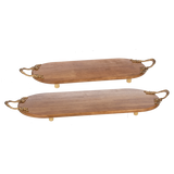 Oval Trays with Branch & Flower Handle