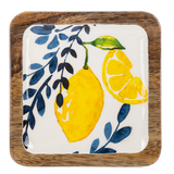 Square Lemon with Blue Floral Tidbit Tray