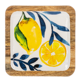 Square Lemon with Blue Floral Tidbit Tray