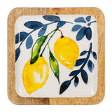 Square Lemon with Blue Floral Tidbit Tray
