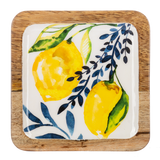Square Lemon with Blue Floral Tidbit Tray
