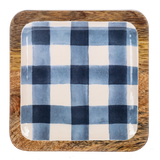 Square Watercolor Gingham & Text Tidbit Tray