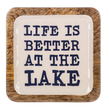 Square Watercolor Gingham & Text Tidbit Tray