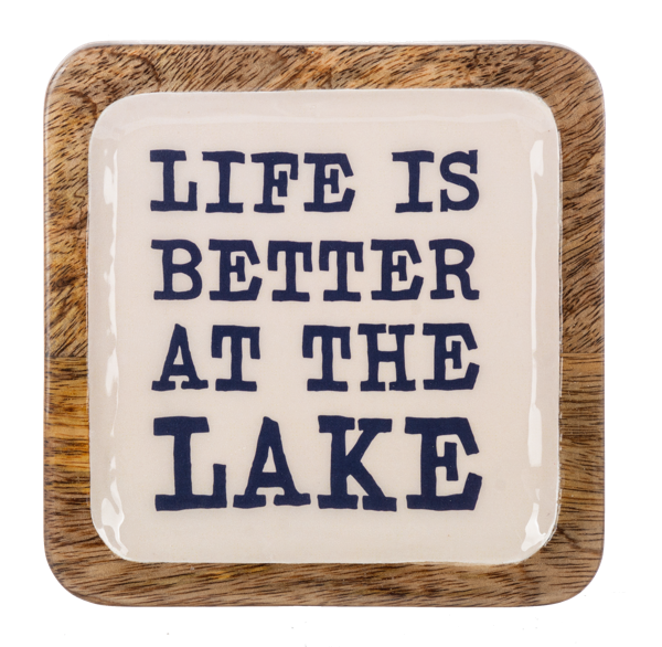 Square Watercolor Gingham & Text Tidbit Tray
