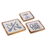 Square Lake Text Serving Tray