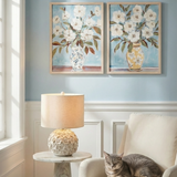 Round Ivory Flower Table Lamp| 100W Max