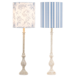 Blue Floral Toile & Stripe Buffet Lamp
