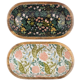Oval Green Floral Serving Bowl