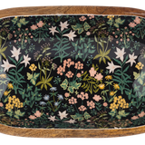 Oval Green Floral Serving Bowl