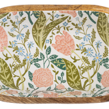 Oval Green Floral Serving Bowl