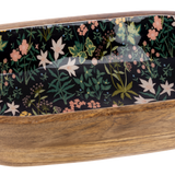 Oval Green Floral Serving Bowl