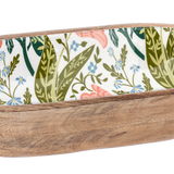 Oval Green Floral Serving Bowl
