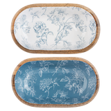 Oval Blue Floral Toile Serving Bowl