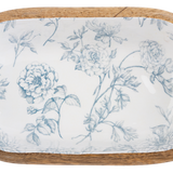 Oval Blue Floral Toile Serving Bowl
