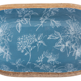 Oval Blue Floral Toile Serving Bowl