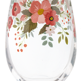 Floral Stemless Wine Glass