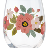 Floral Stemless Wine Glass