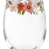Floral Stemless Wine Glass