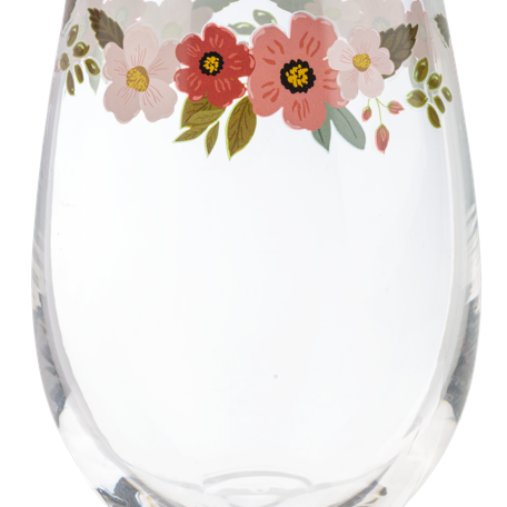 Floral Stemless Wine Glass