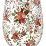 Floral Stemless Wine Glass