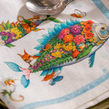 Pesciflora Set of 4 Linen Napkins